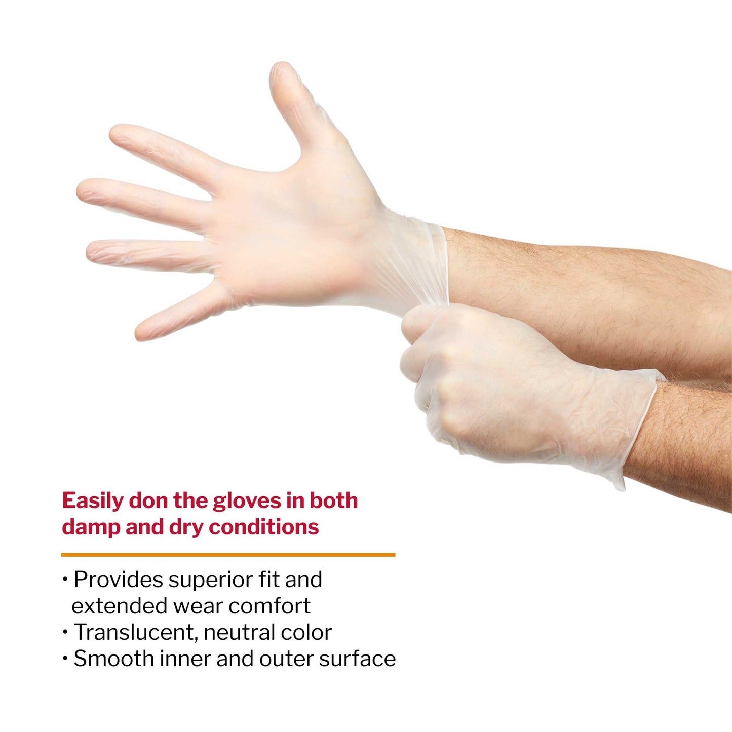 Exam Glove McKesson Confiderm Medium NonSterile Vinyl Standard Cuff Length Smooth Clear Not Rated, Packaging Type- Box