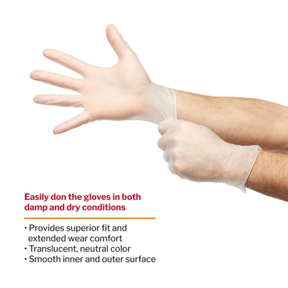 Exam Glove McKesson Confiderm Medium NonSterile Vinyl Standard Cuff Length Smooth Clear Not Rated, Packaging Type- Box