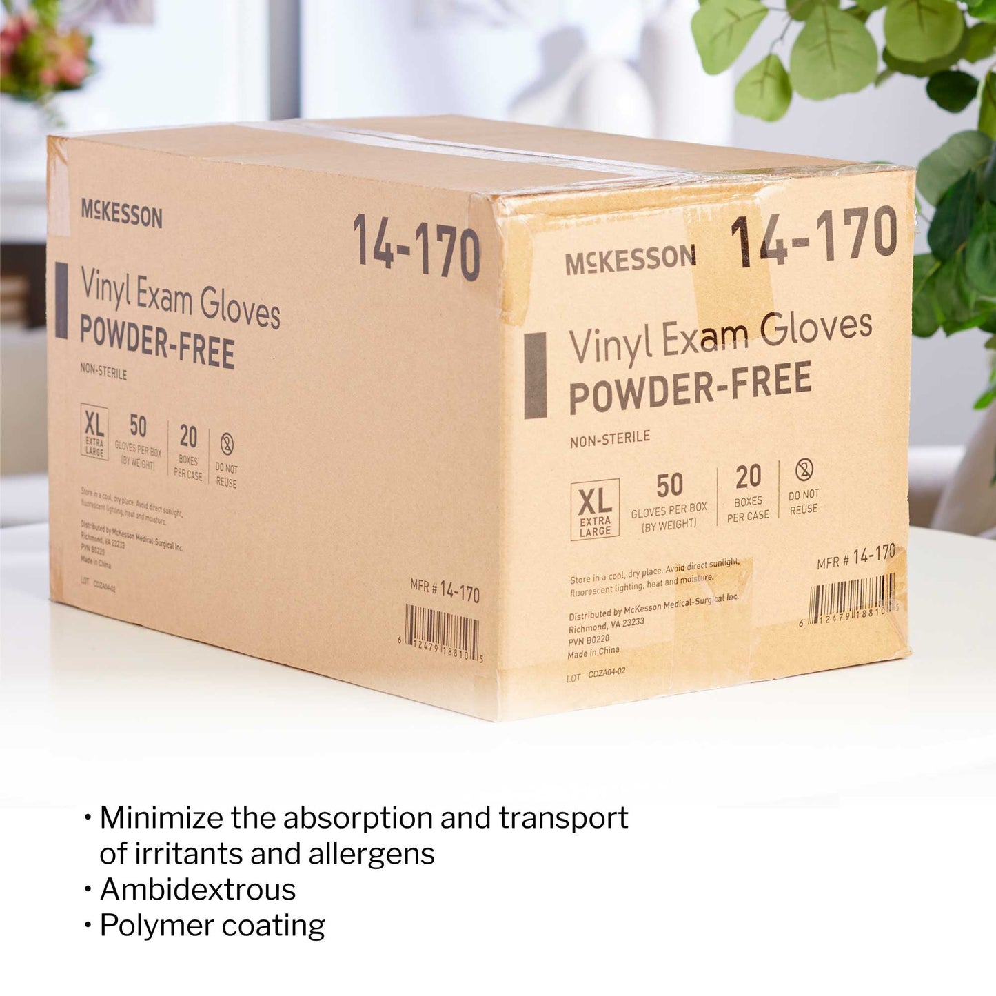 Exam Glove McKesson Confiderm X-Large NonSterile Vinyl Standard Cuff Length Smooth Clear Not Rated, Packaging Type- Box