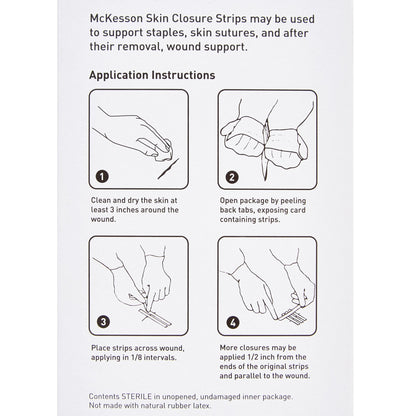 Skin Closure Strip McKesson 1/4 X 4 Inch Nonwoven Material Reinforced Strip White, Packaging Type- Box