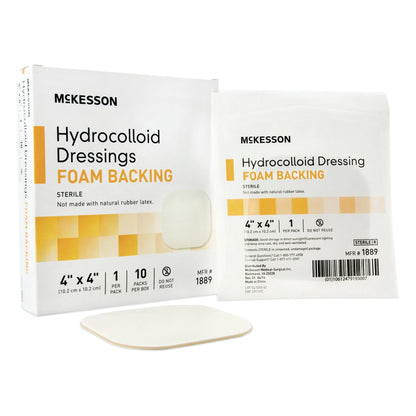 Hydrocolloid Dressing McKesson Foam Backing 4 X 4 Inch Square Hydrocolloid / Foam, Packaging Type- Each