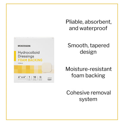 Hydrocolloid Dressing McKesson Foam Backing 4 X 4 Inch Square Hydrocolloid / Foam, Packaging Type- Each