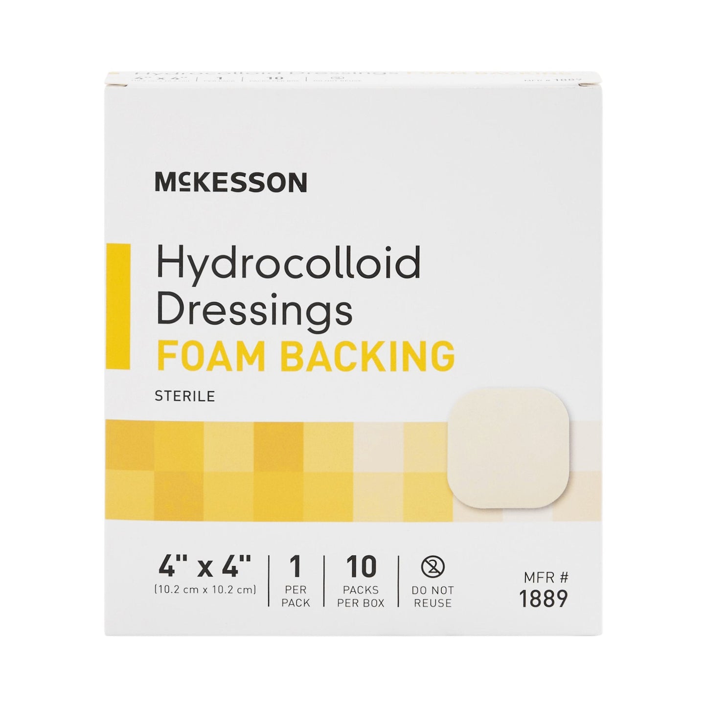 Hydrocolloid Dressing McKesson Foam Backing 4 X 4 Inch Square Hydrocolloid / Foam, Packaging Type- Each