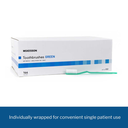 Toothbrush McKesson Green Adult Soft, Packaging Type- Box
