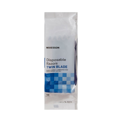 Personal Razor with Lubricating Strip McKesson Single Edge Twin Blade NonSterile Disposable, Packaging Type- Box