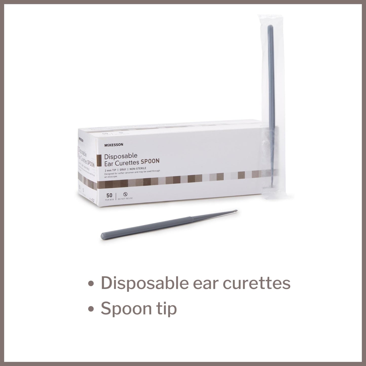 Ear Curette McKesson Handle with Grooves 2 mm Tip Cup Tip, Packaging Type- Box