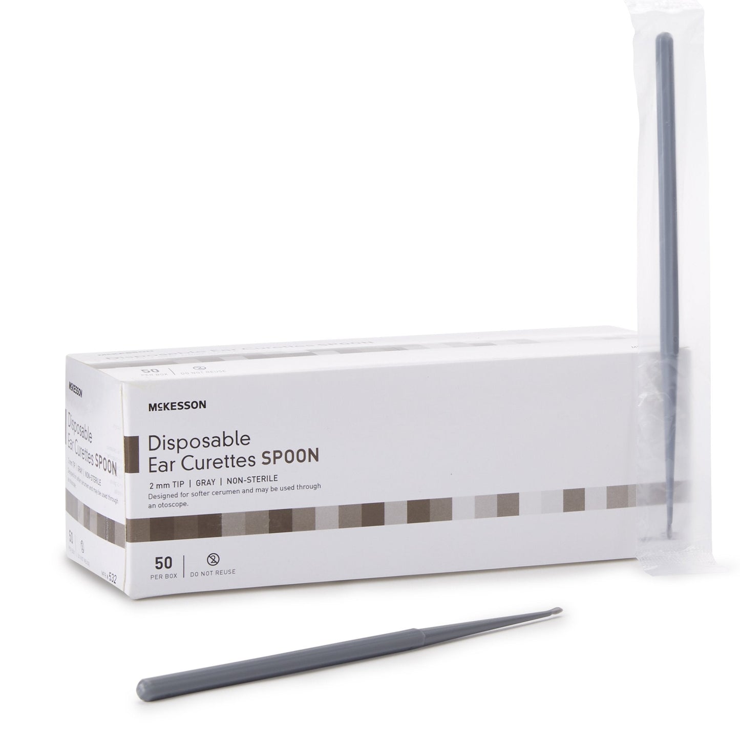 Ear Curette McKesson Handle with Grooves 2 mm Tip Cup Tip, Packaging Type- Box