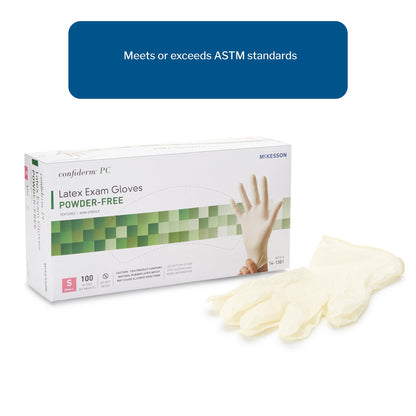 Exam Glove McKesson Confiderm Small NonSterile Latex Standard Cuff Length Fully Textured Ivory Not Rated, Packaging Type- Box