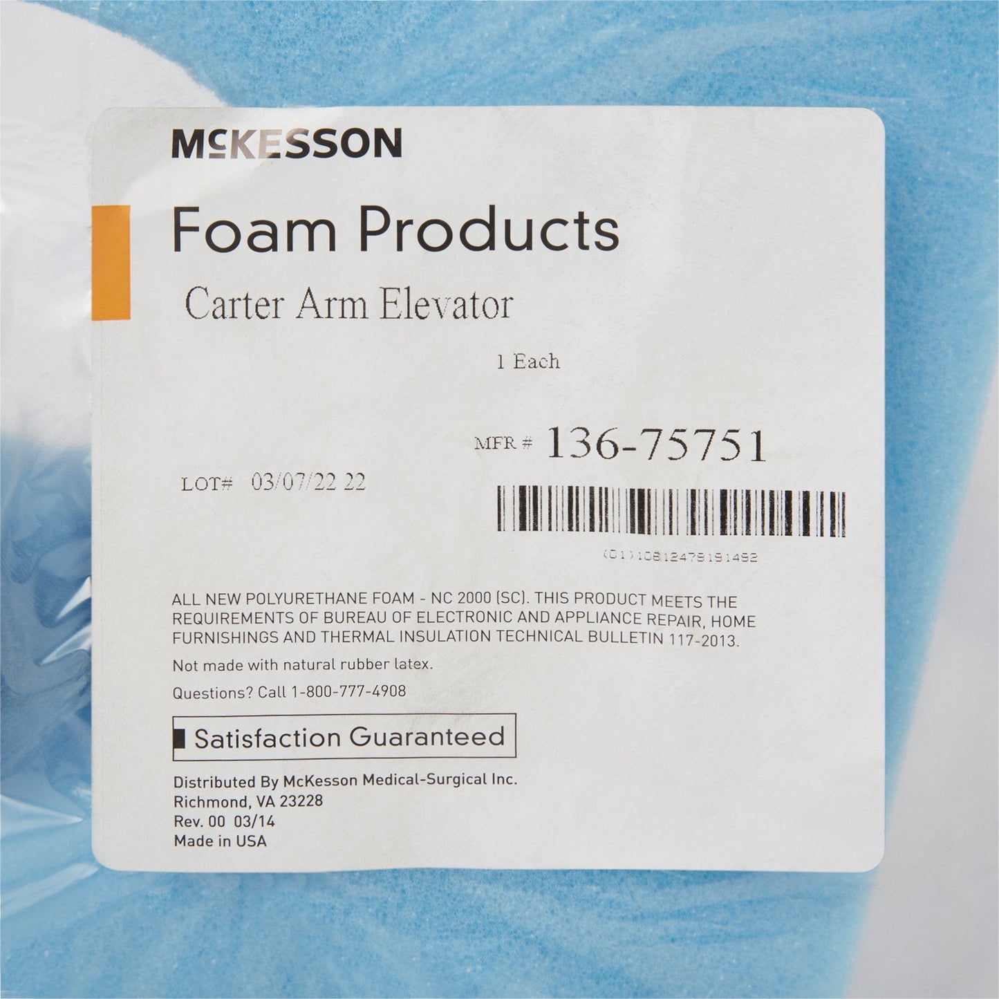 Carter Arm Elevator McKesson 12 W X 9 D X 16 H Inch Foam Freestanding, Packaging Type- Each