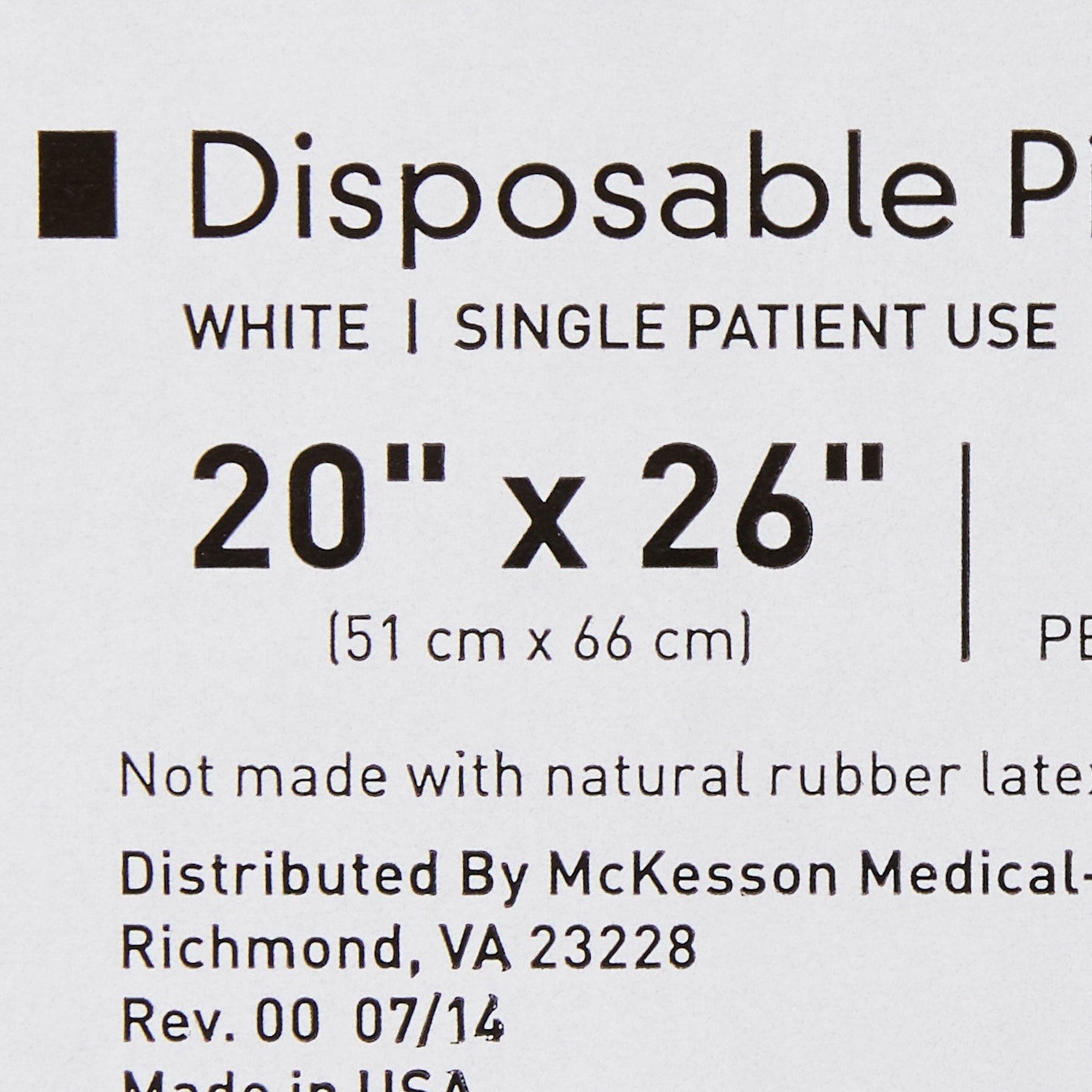 Bed Pillow McKesson 20 X 26 Inch White Disposable, Packaging Type- Each