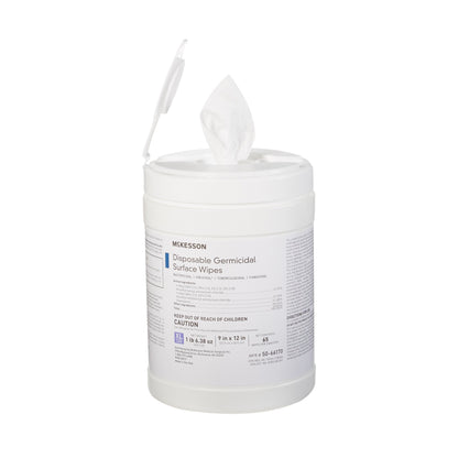McKesson Surface Disinfectant Premoistened Manual Pull Wipe 65 Count Canister Alcohol Scent NonSterile, Packaging Type- Box