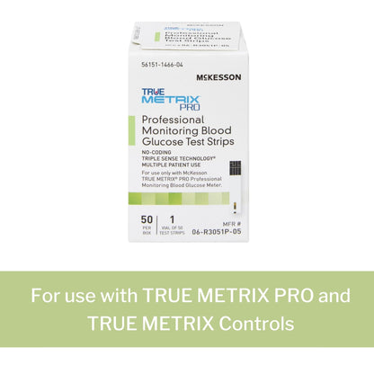 Blood Glucose Test Strips McKesson TRUE METRIX PRO 50 Strips per Pack, Packaging Type- Box
