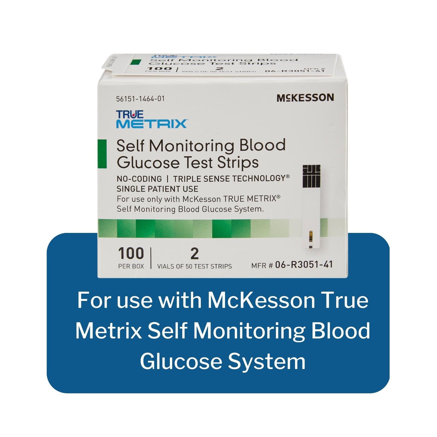Blood Glucose Test Strips McKesson TRUE METRIX 100 Strips per Pack, Packaging Type- Box
