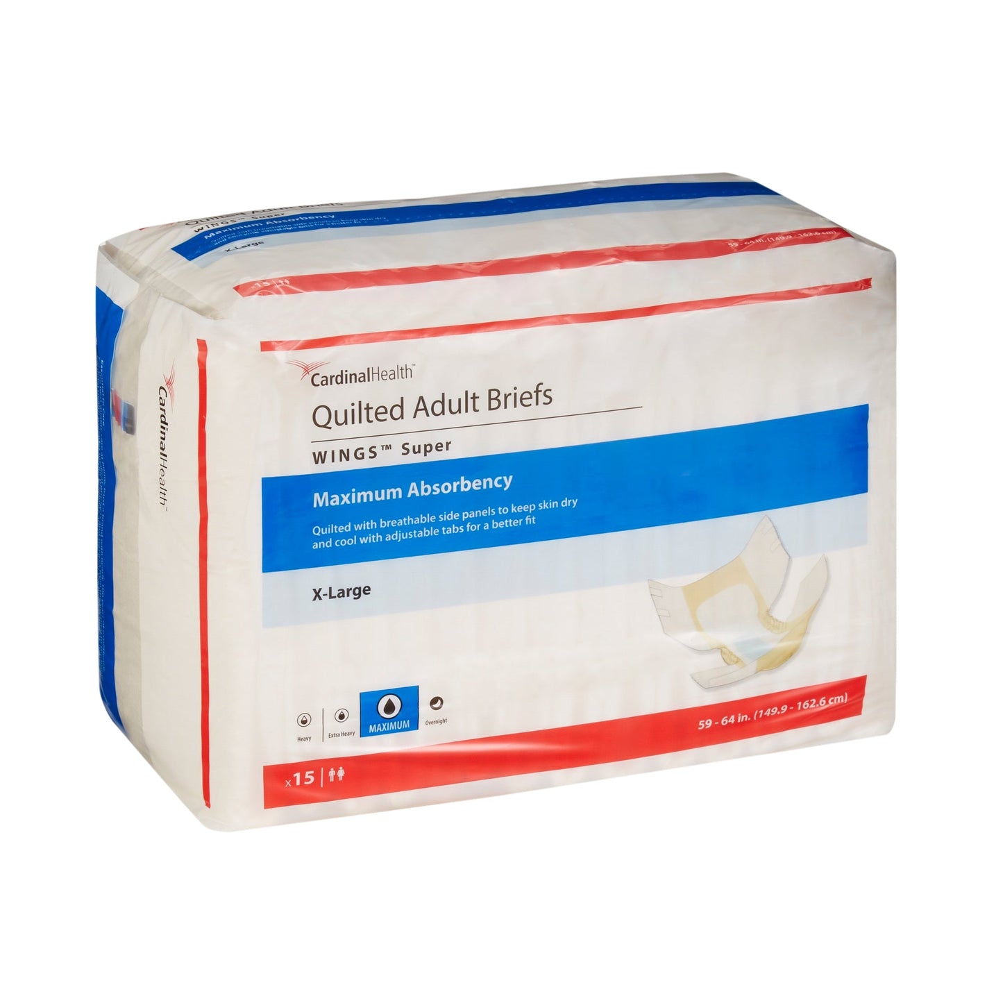 Unisex Adult Incontinence Brief Wings Super Quilted X-Large Disposable Heavy Absorbency, Packaging Type- Case