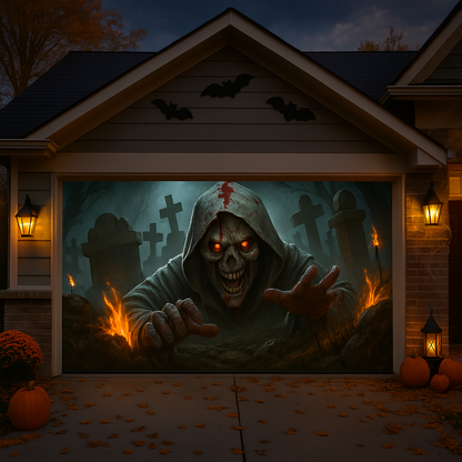 Blood-Splatter Halloween Garage Door Cover – 2D Horror Banner