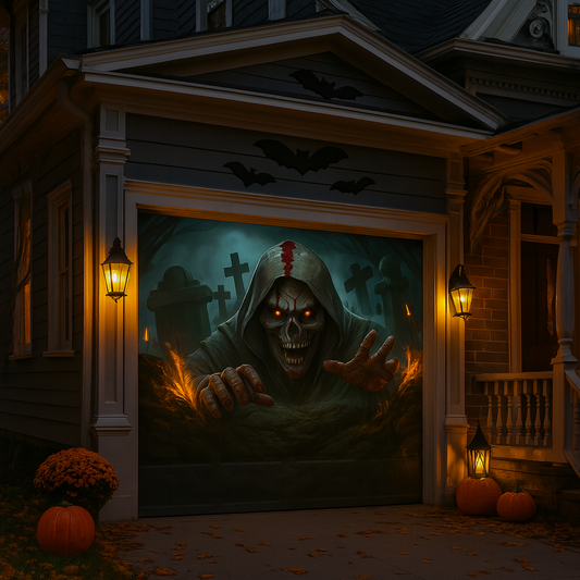 Blood-Splatter Halloween Garage Door Cover – 2D Horror Banner