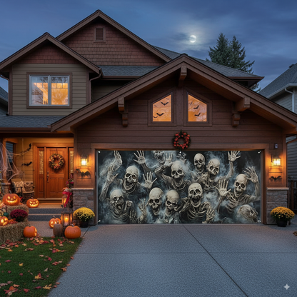 Spooky Halloween Garage Door Banner – Durable Polyester Party & Outdoor Cover