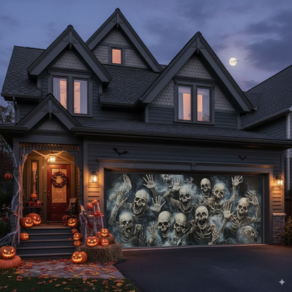 Spooky Halloween Garage Door Banner – Durable Polyester Party & Outdoor Cover