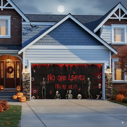 Bloody Footprint & Handprint Halloween Garage Door Banner – Horrific Bloody Background, Polyester Horror Cover
