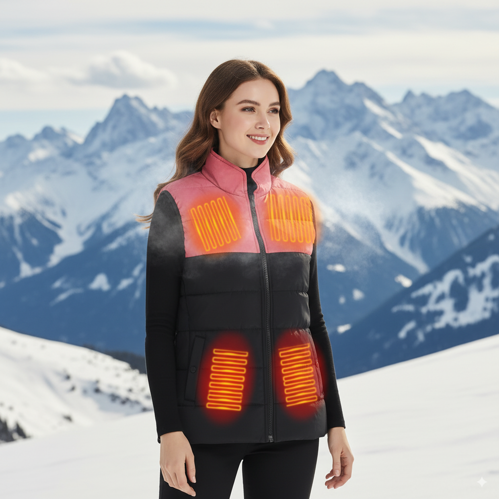 Women’s Heated Vest – Electric Winter Warm Jacket, 9 Heating Zones