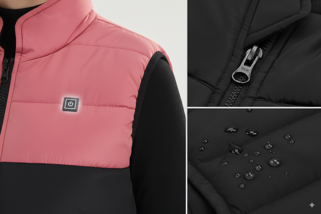 Women’s Heated Vest – Electric Winter Warm Jacket, 9 Heating Zones
