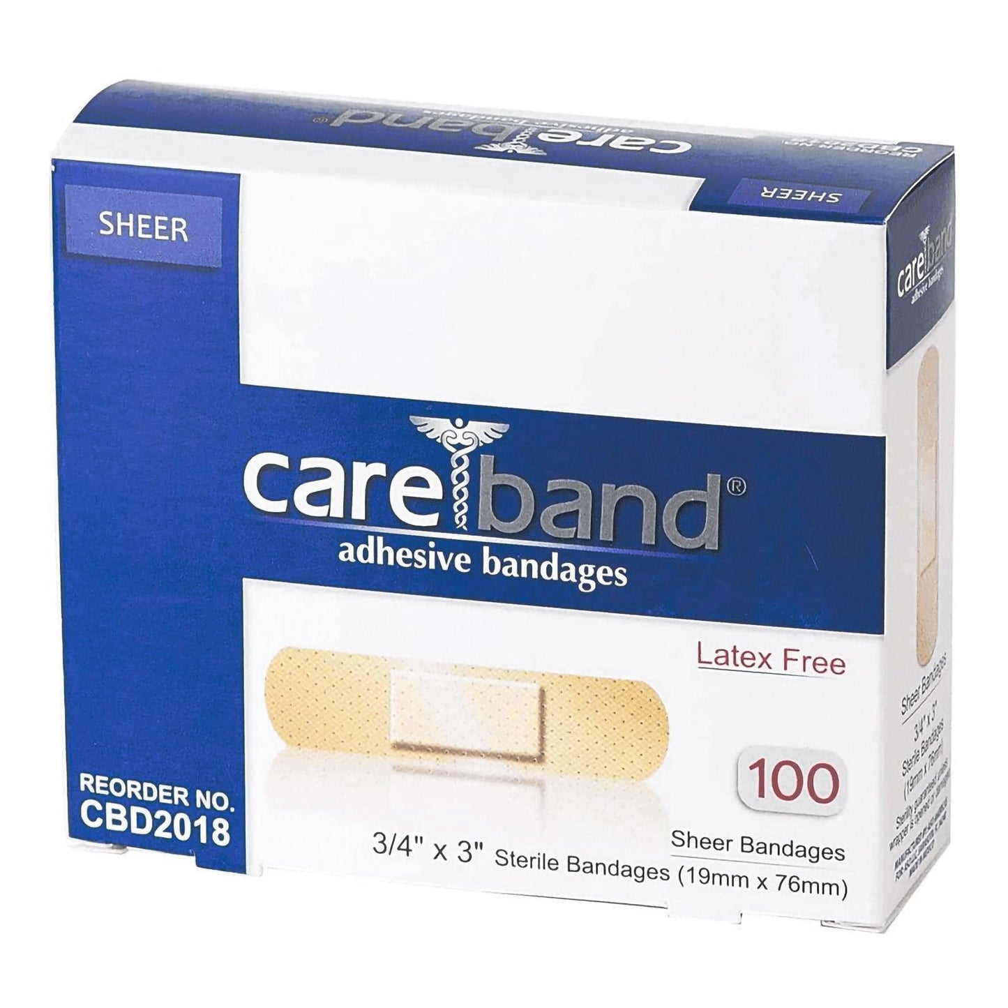 Adhesive Strip Careband 3/4 X 3 Inch Plastic Rectangle Sheer Sterile, Packaging Type- Case