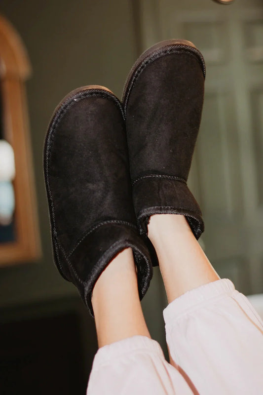Black Fur Mini Ankle Boots for Women