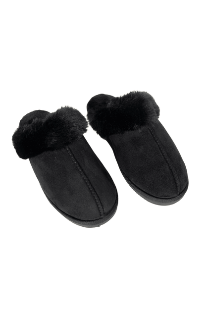 Black Faux Fur Cozy Slippers