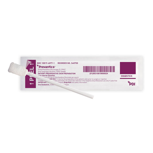 Impregnated Swabstick Prevantics 3.15% / 70% Strength CHG (Chlorhexidine Gluconate) / Isopropyl Alcohol Individual Packet NonSterile,  Packaging Type- Each