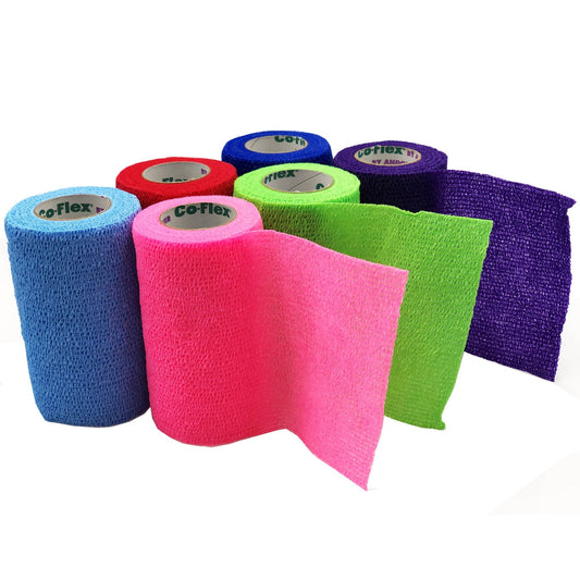 Cohesive Bandage Co-Flex·Med 3 Inch X 5 Yard Self-Adherent Closure Neon Pink / Blue / Purple / Light Blue / Neon Green / Red NonSterile 16 lbs. Tensile Strength,  Packaging Type- Each