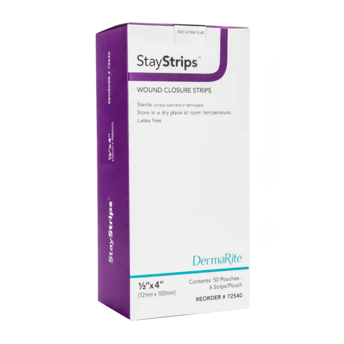 Skin Closure Strip StayStrips 1/2 X 4 Inch Nonwoven Material Flexible Strip White,  Packaging Type- Each