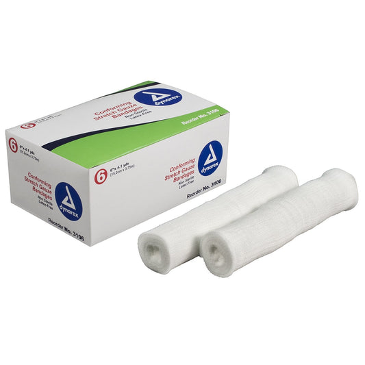 Conforming Bandage Dynarex 6 Inch X 4.1 Yard 1-Ply NonSterile 6 per Pack