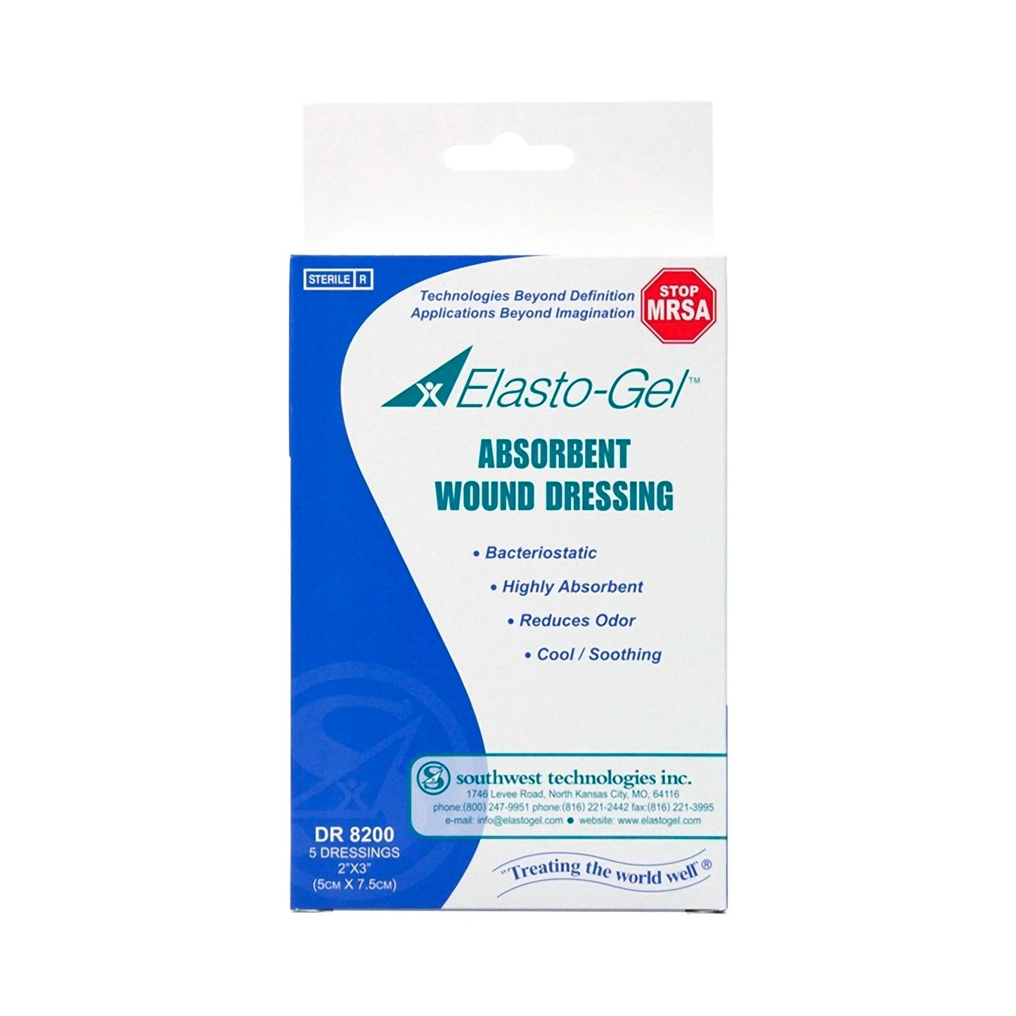 Bacteriostatic Wound Dressing Elasto-Gel™ 2 X 3 Inch Rectangle,  Packaging Type- Each