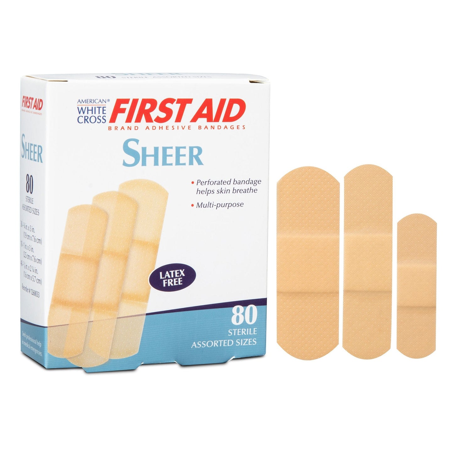 Adhesive Strip American White Cross Assorted Sizes Plastic Assorted Shapes Sheer Sterile, Packaging Type- Box