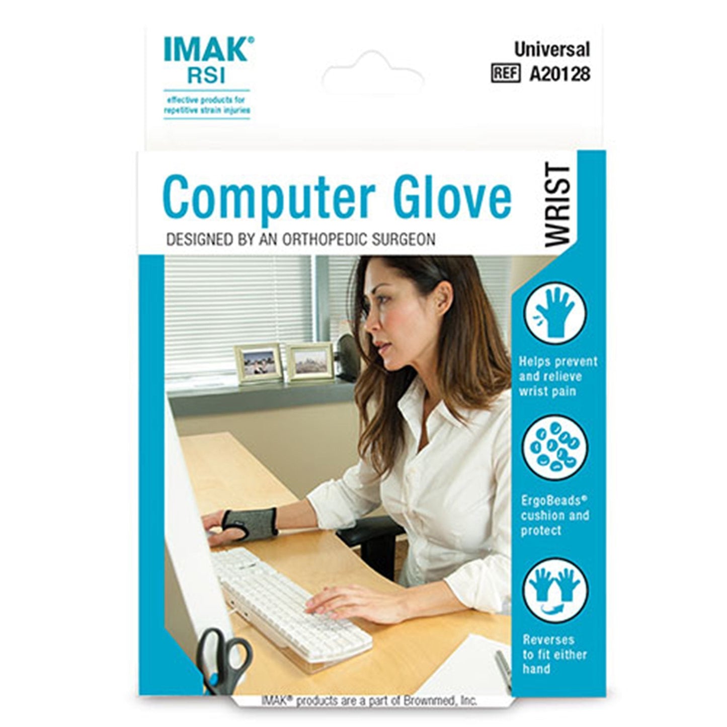Computer Gloves IMAK RSI Low Profile Cotton / Elastic Left or Right Wrist Black / Gray One Size Fits Most, Packaging Type- Each