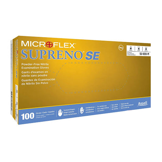 Exam Glove Supreno SE Medium NonSterile Nitrile Standard Cuff Length Textured Fingertips Blue Not Rated, Packaging Type- Box