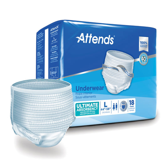 Unisex Adult Absorbent Underwear Attends Advanced Pull On with Tear Away Seams Large Disposable Heavy Absorbency, Packaging Type- Case