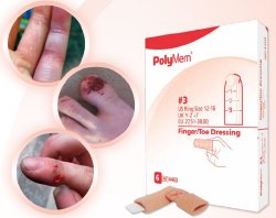 Foam Dressing PolyMem Finger / Toe 2-1/5 to 2-3/5 Inch Circumference Without Border Film Backing Nonadhesive Finger / Toe Sterile,  Packaging Type- Each