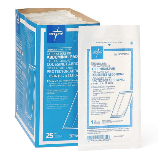 Abdominal Pad Medline 5 X 9 Inch Sterile 1 per Pack, Packaging Type- Box