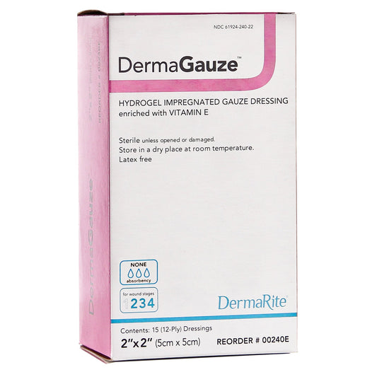 Hydrogel Wound Dressing DermaGauze Impregnated 2 X 2 Inch Impregnated Sterile