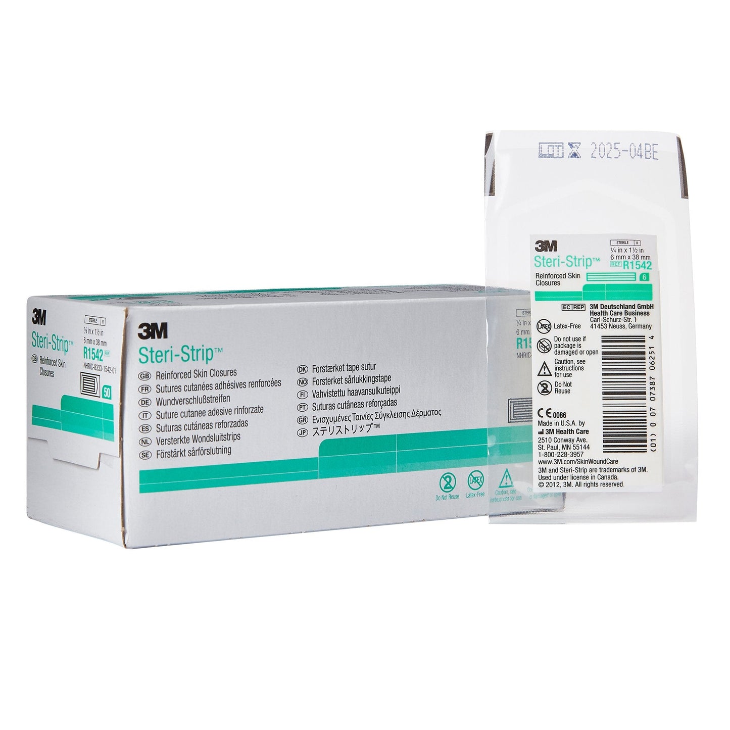Skin Closure Strip Steri-Strip™ 1/4 X 1-1/2 Inch Nonwoven Material Reinforced Strip White,  Packaging Type- Each