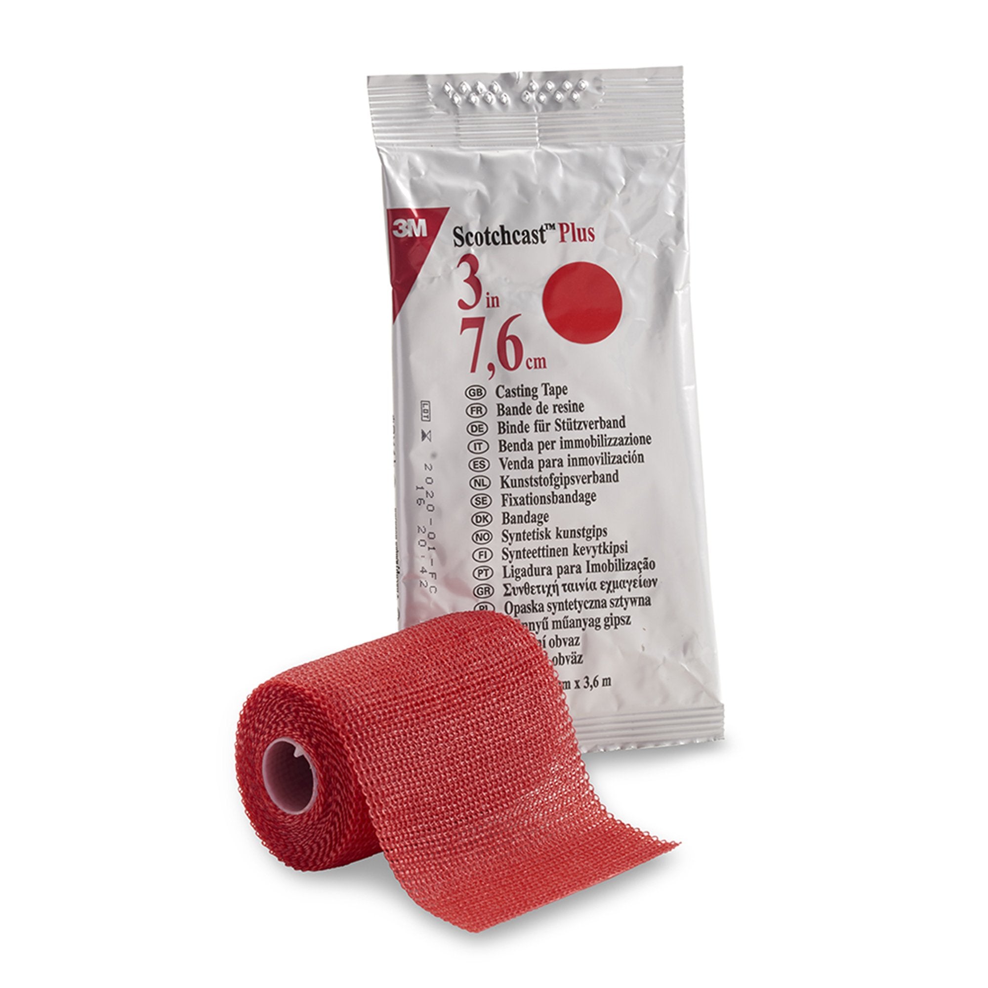 Prime Cast 3 Inch Cast Tape 3M™ Scotchcast™ Plus 3 Inch X 12 Foot Fiberglass / Resin Red ...