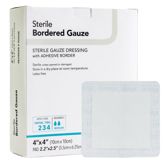 Island Dressing DermaRite Bordered Gauze 4 X 4 Inch Square Sterile,  Packaging Type- Box