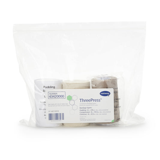3 Layer Compression Bandage System ThreePress Multiple Sizes Self-Adherent Closure Tan / White NonSterile 35 to 40 mmHg, Packaging Type- Each