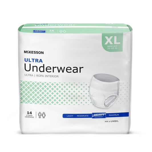 Unisex Adult Absorbent Underwear McKesson Ultra Pull On with Tear Away Seams X-Large Disposable Heavy Absorbency, Packaging Type- Case