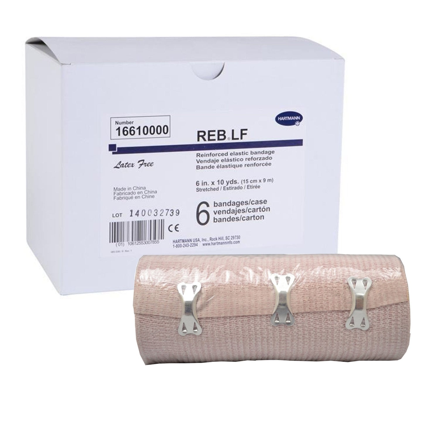 Elastic Bandage REB 6 Inch X 10 Yard Double Length Clip Detached Closure Tan NonSterile Standard Compression,  Packaging Type- Each