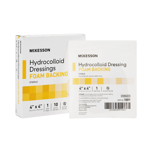 Hydrocolloid Dressing McKesson Foam Backing 4 X 4 Inch Square Hydrocolloid / Foam, Packaging Type- Box