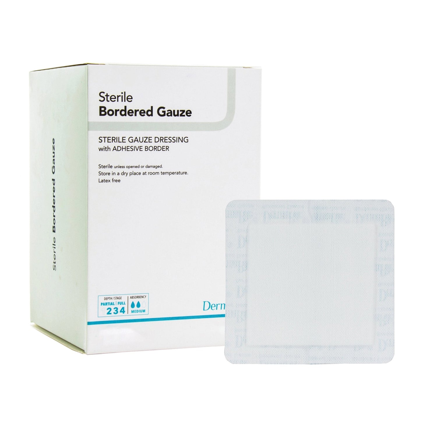 Island Dressing DermaRite Bordered Gauze 4 X 10 Inch Rectangle Sterile, Packaging Type- Each