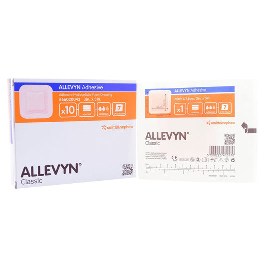 Foam Dressing Allevyn Adhesive 3 X 3 Inch With Border Film Backing Adhesive Square Sterile,  Packaging Type- Each
