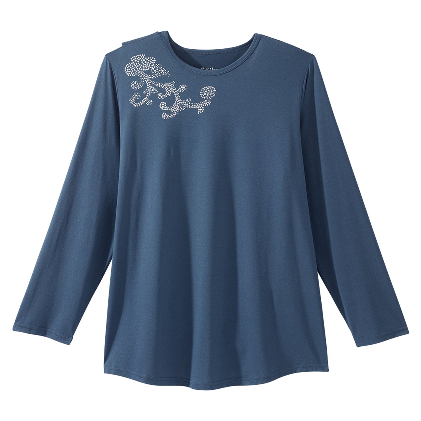 Adaptive Shirt Silverts Large Navy Blue Without Pockets Long Sleeve Female,  Packaging Type- Each